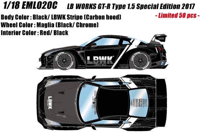 LB Works GT-R Type 1.5 Special Edition 2017 Black & LBWK Stripe | HLJ.com