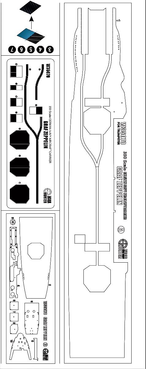 Hunter 1/350 German Graf Zeppelin wooden deck for Trumpeter 05627 W35070 