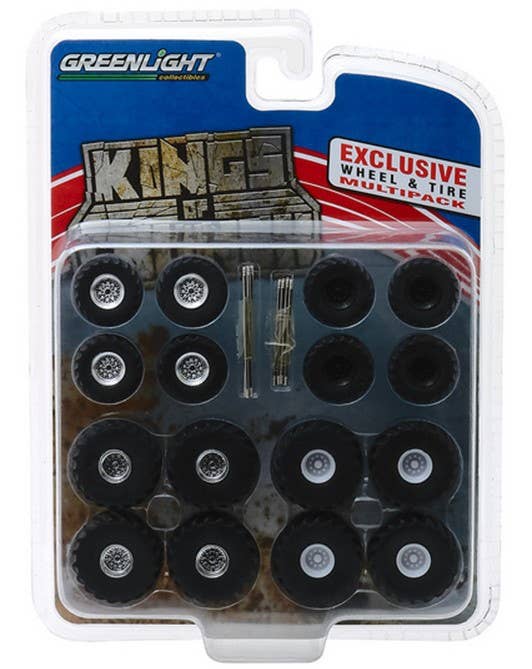 GreenLight Kings of Crunch Wheel & Tire Pack 16 Wheels, 16 Tires, 8 Axles