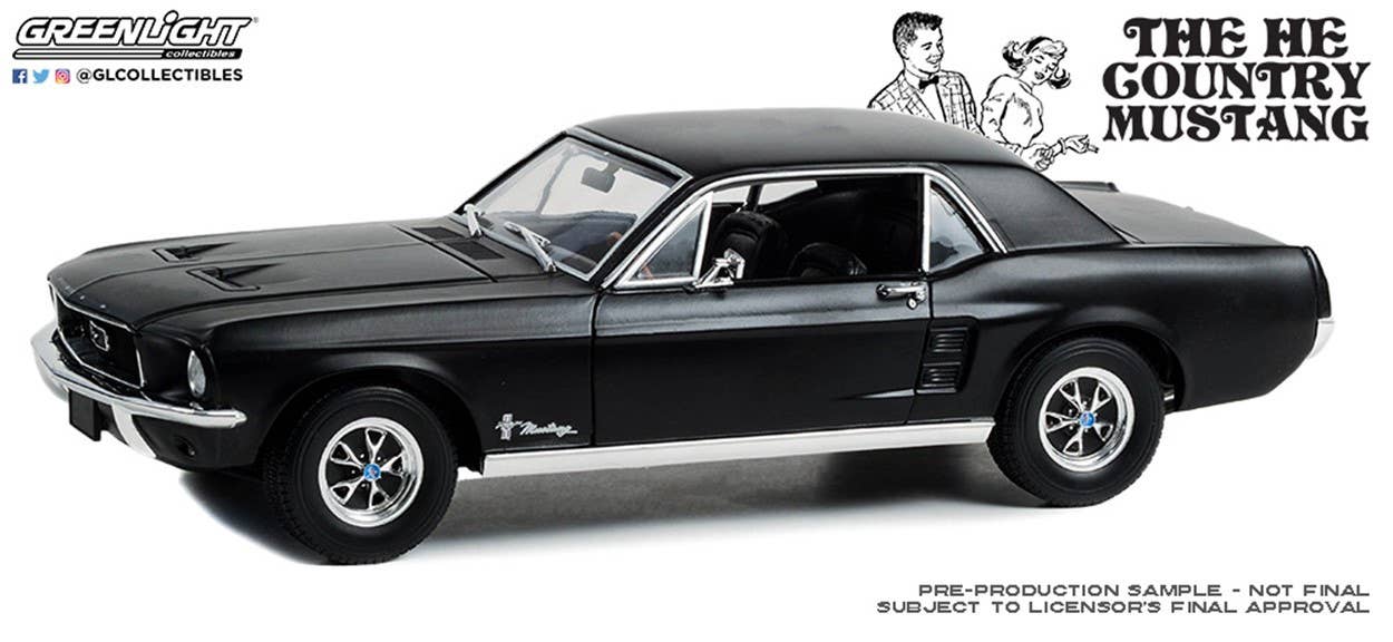 ミニカー　1/18 1968 Ford Mustang Coupe ”He Country Special” - Bill Goodro Ford. Denver. Colorado(ステルスブラック) [13661] GreenLight 1968 Ford Mustang Coupe He Country Special - Bill