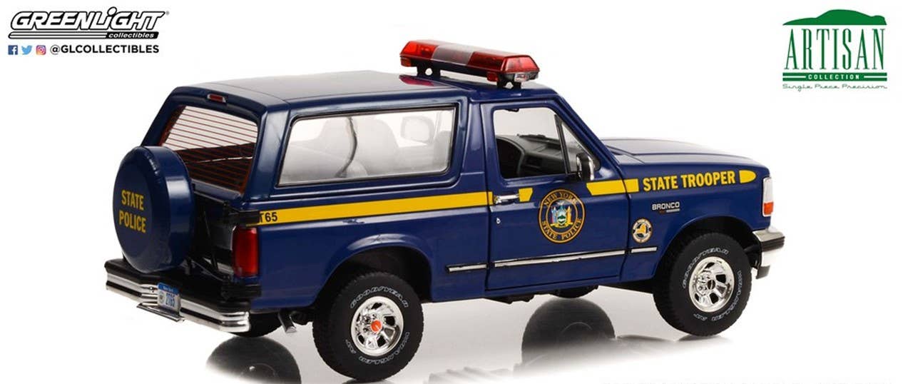 Miniature Greenlight 1/18 - Ford Bronco XLT Police New York State - 1996 - NEUVE