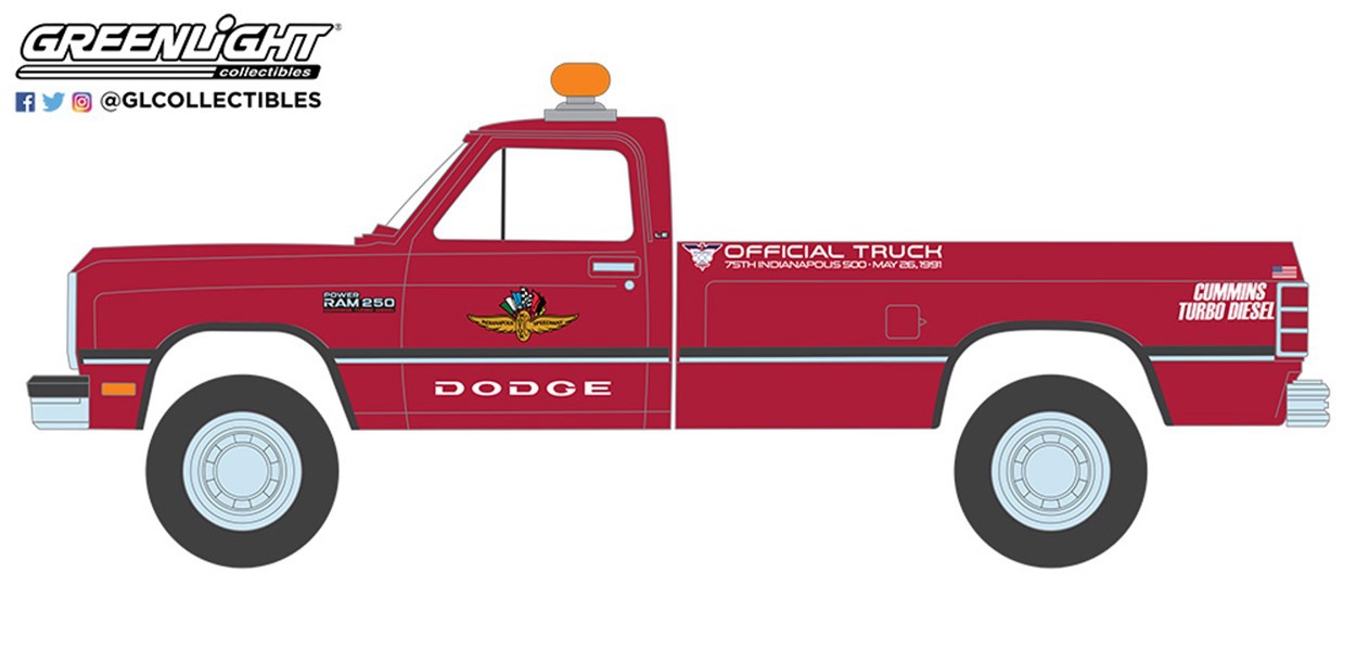 1/64 GreenLight 1991 Dodge Ram D-250 - 75th Annual Indianapolis 500 Mile  Race Dodge Official Truck