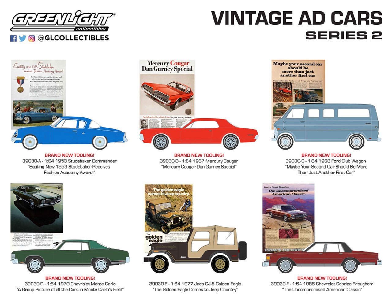 Greenlight 1968 Ford Club Wagon Vintage AD Cars Series 2 1/64 for sale online 