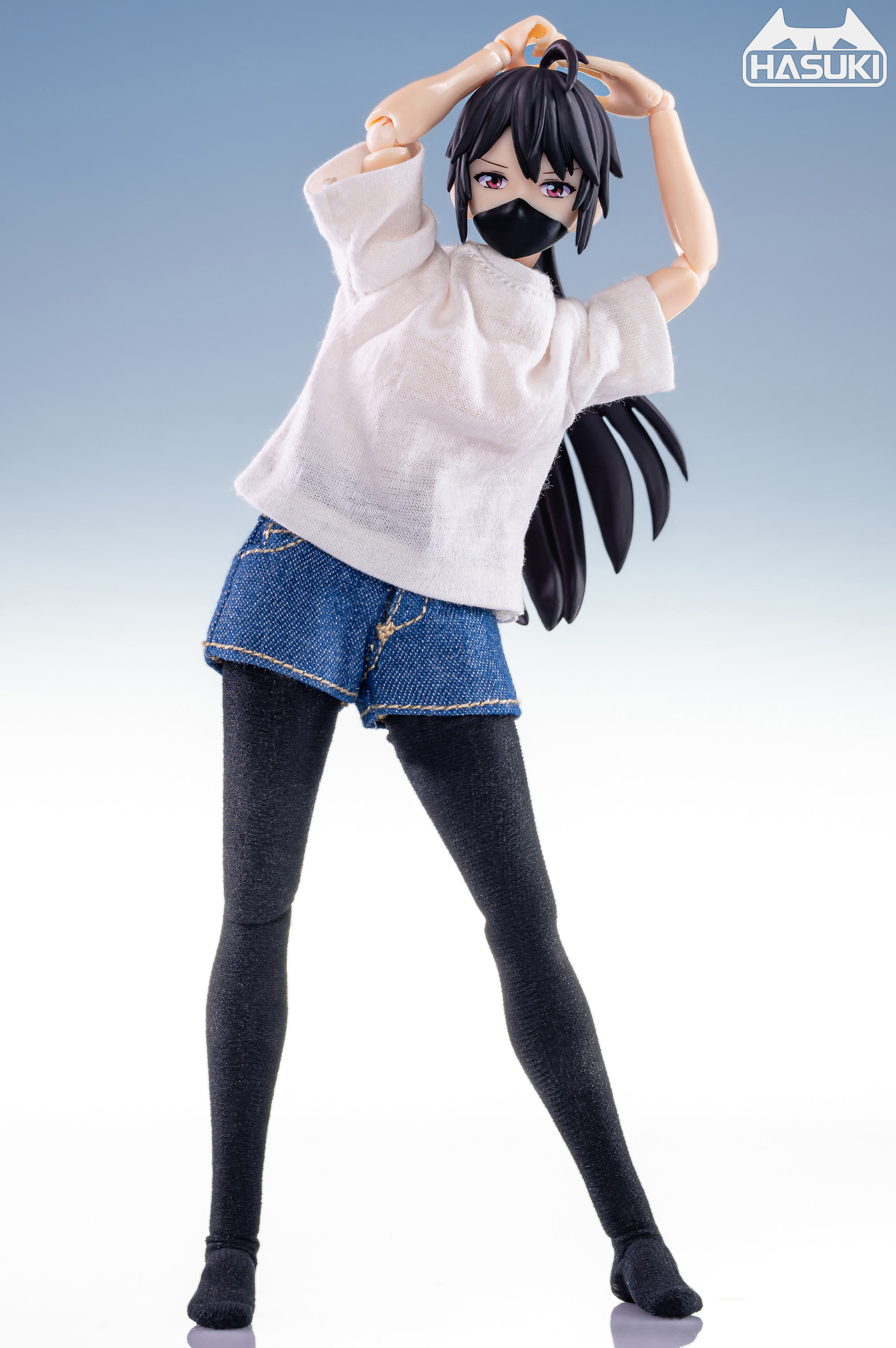 CS008 T-shirt + Denim Shorts + Tights Set for Action Figures