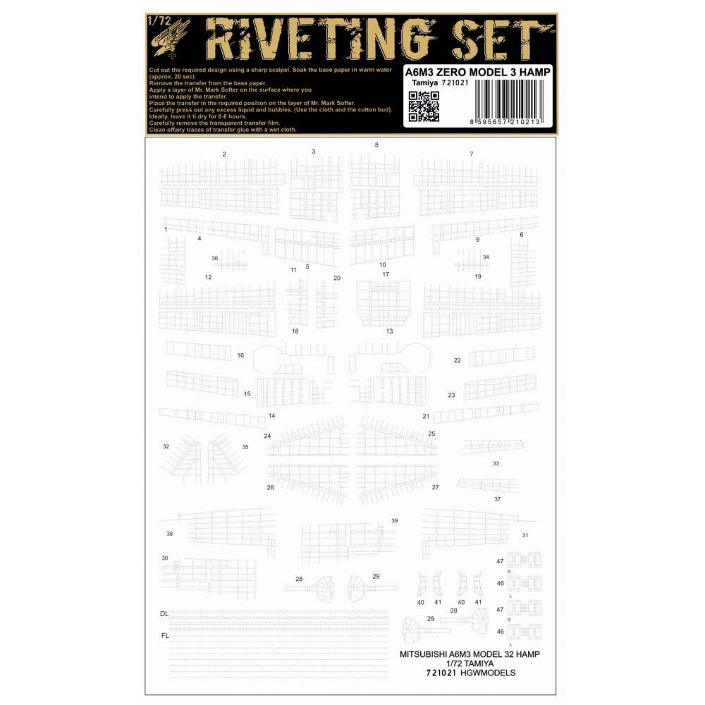 Model Rivit Decals A6M3 Zero rivet decal (for Tamiya) | HLJ.com