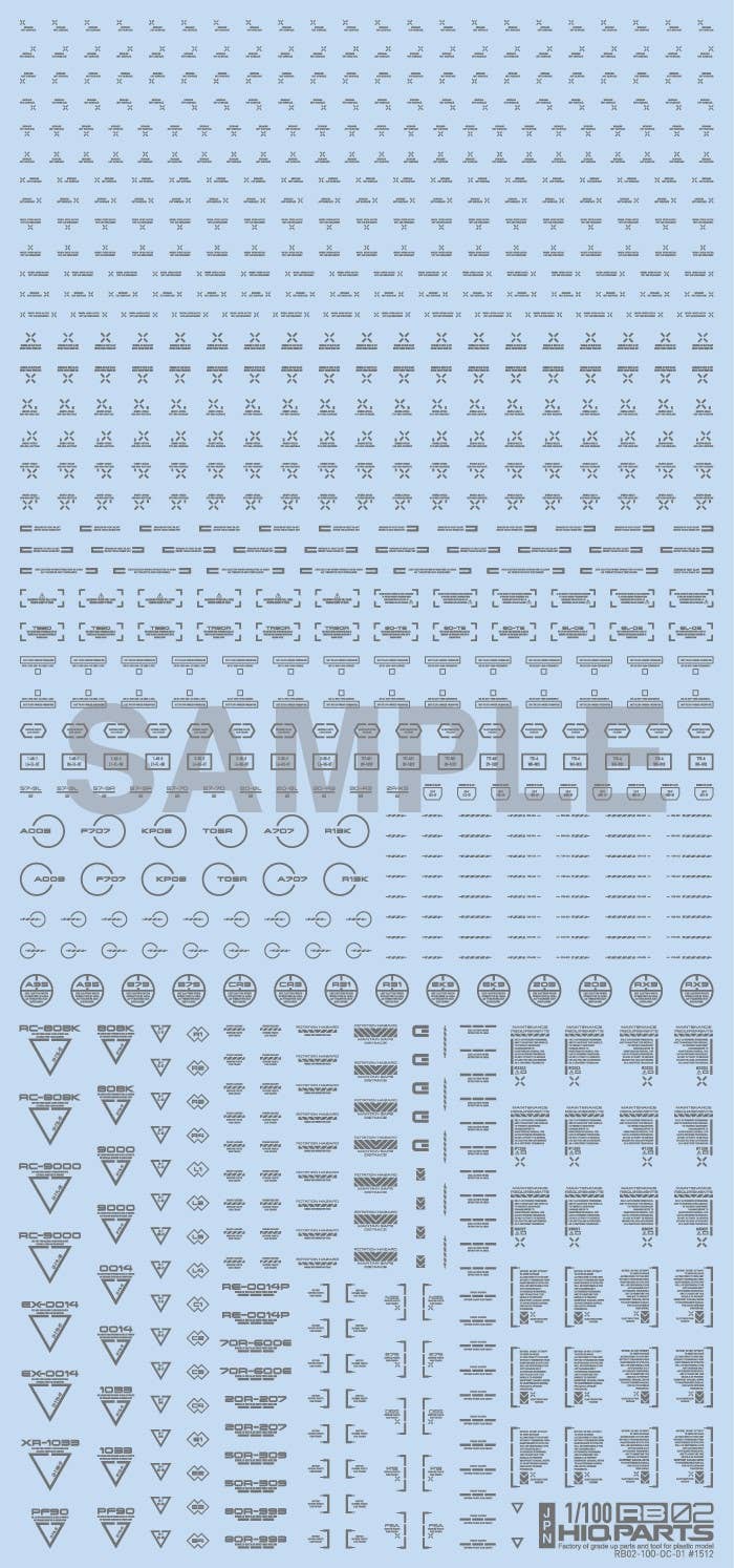 Caution Decal Sticker - 1/100 Scale Grey RB02 | Waterproof, 1 Piece - View #10