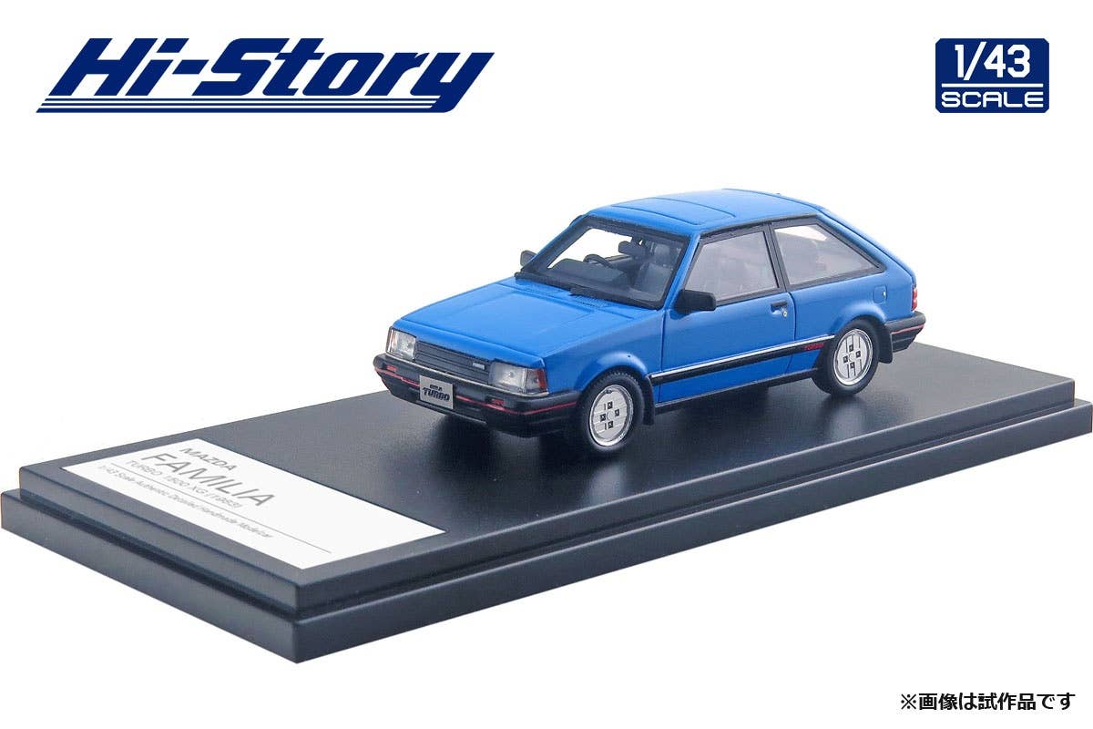 未開封 Hi-Story マツダ FAMILIA ターボ 1500XG 1983 Mazda Familia Turbo 1500 XG (1983) Le Mans Blue | HLJ.com