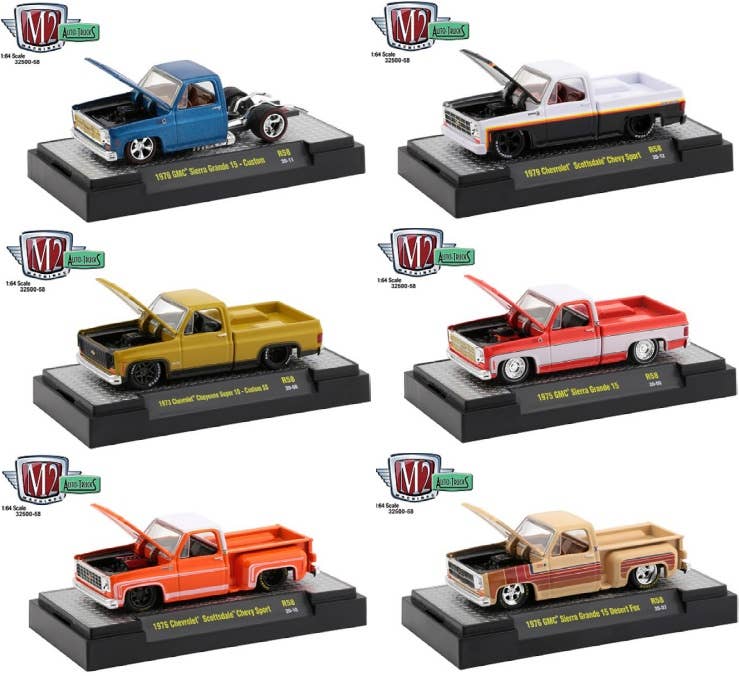 M2 Machines Auto-Trucks Release 58 SQUARE BODY TRUCKS 1Box 6pcs