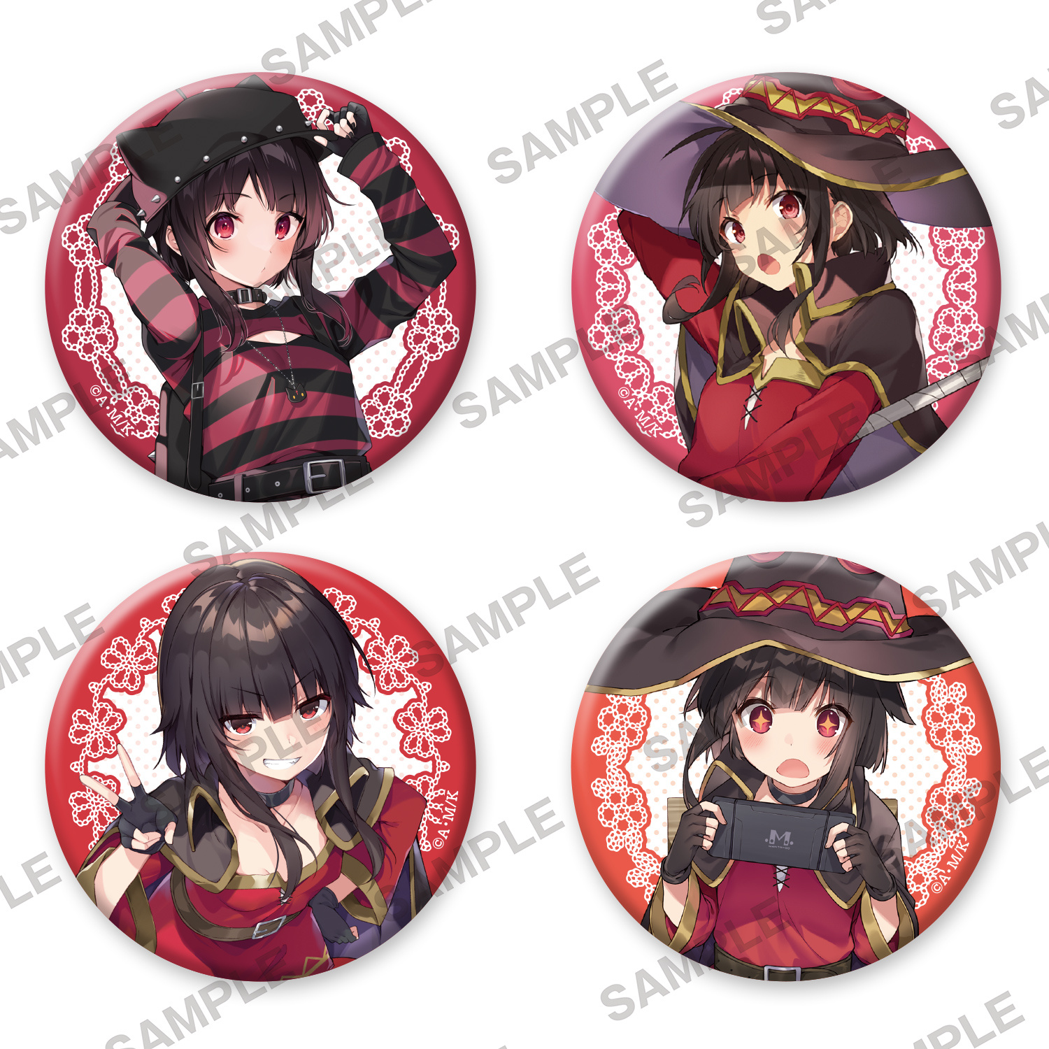 Anime Konosuba Aqua & Darkness & Megumin Large limited Metal Badge