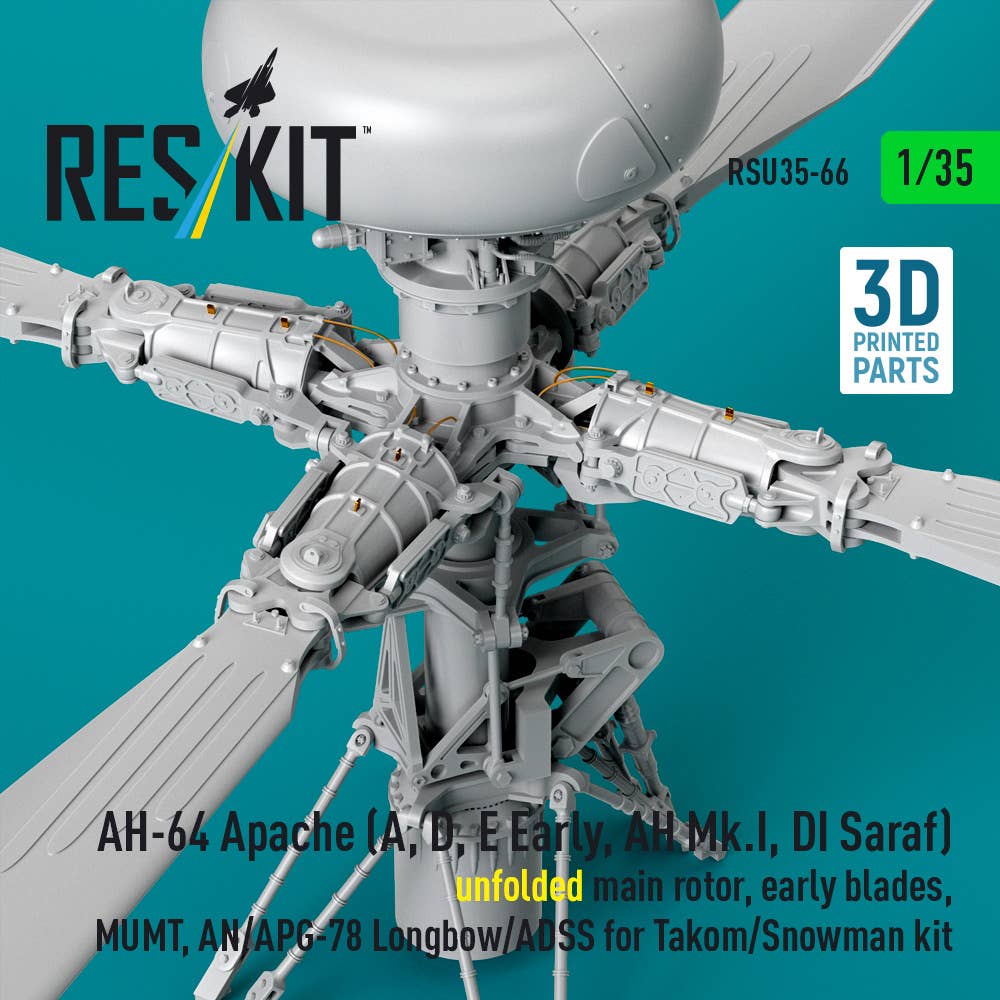 AH-64 Apache (A, D, E Early, AH Mk.I, DI Saraf) unfolded main rotor ...