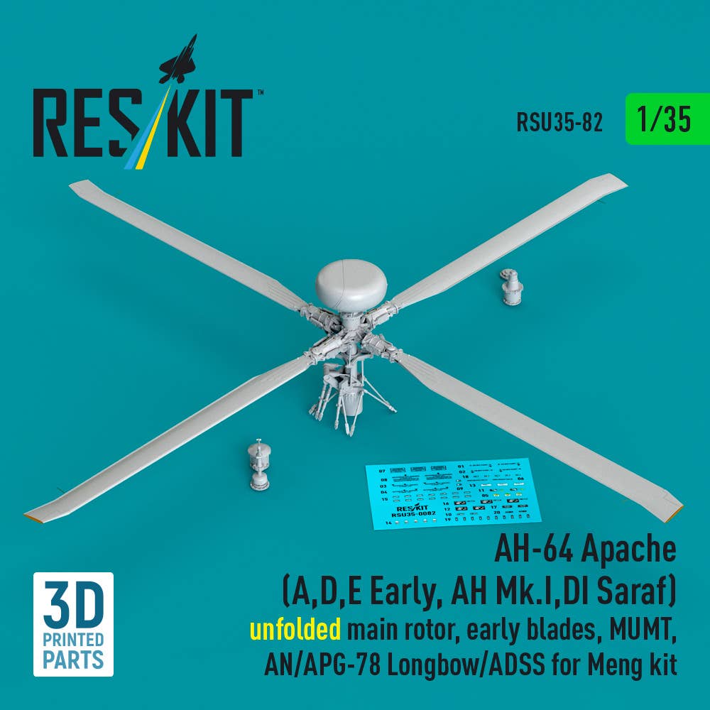 Apache Main Rotor AH-64 Apache (A,D,E Early, AH Mk.I,DI Saraf) unfolded main rotor, early ...