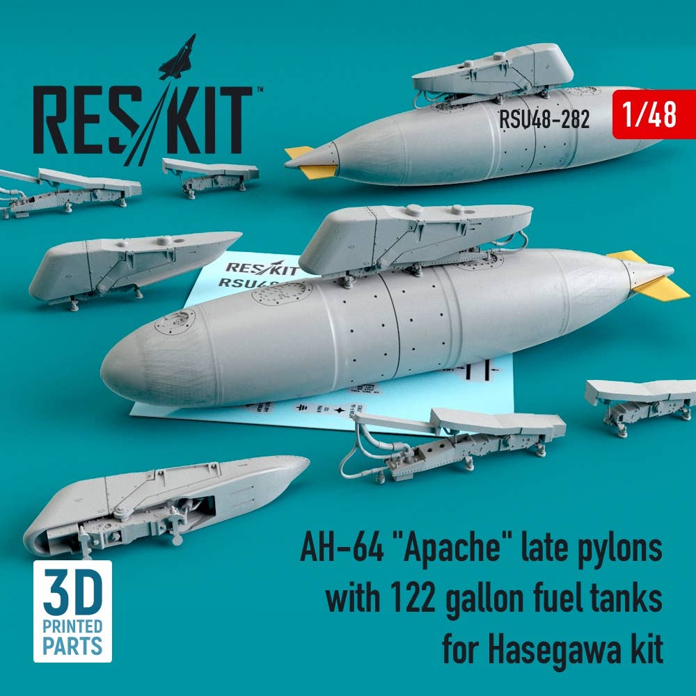 AH64 Apache late pylons with 122 gallon fuel tanks for Hasegawa kit