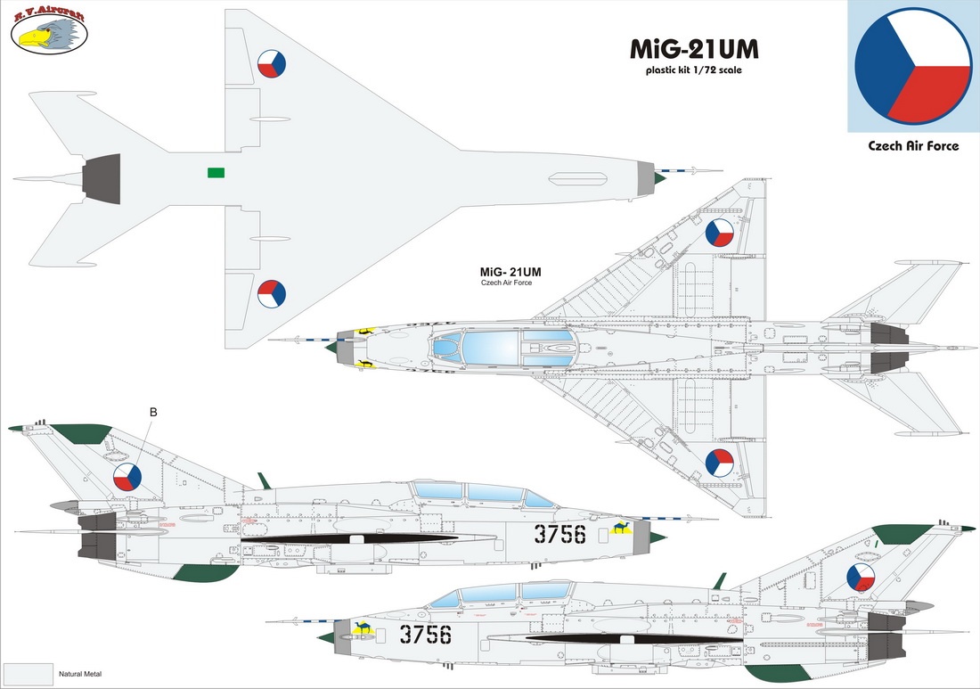 RV Aircraft 1/72 MiG-21 UM plastic kit 