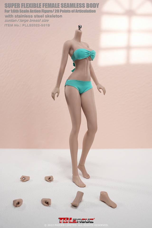 1/6 Slim Anime Seamless Female Body (Tan Large Breast / Removable Feet)