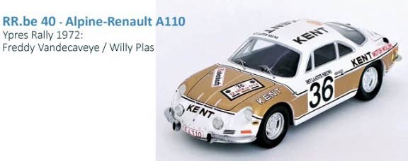 Trofeu 1/43 Alpine A110 #36 Rally Ypres 1972 - F.Vandecaveye / W.Plas TRRBE40