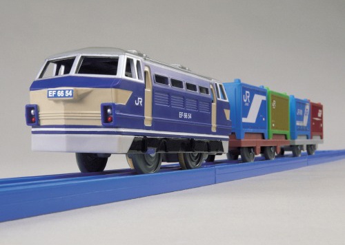 Tomy Pla-Rail Plarail EF66 Electric Locomotive and 2 freight cars genuine Japan 
