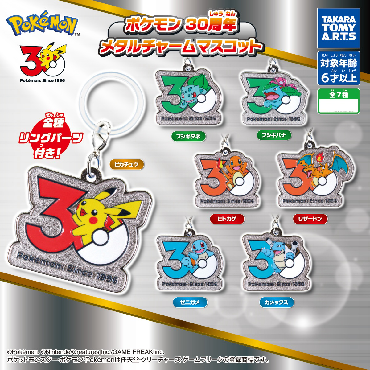Pokemon 30th Anniversary Metal Charm Mascots - Kanto, Johto, Hoenn