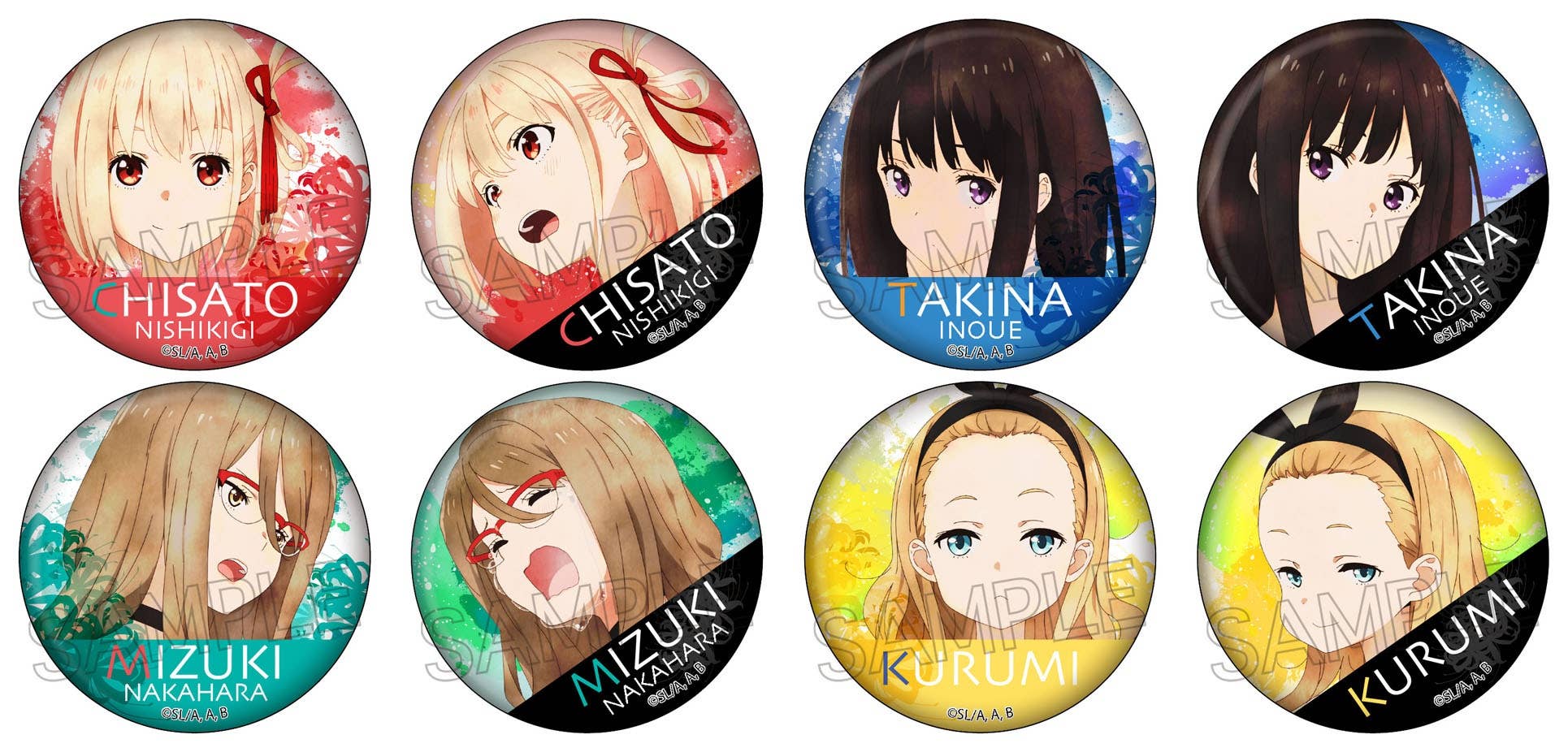 Lycoris Recoil: Wet Color Series Can Badge: 1Box (8pcs) | HLJ.com