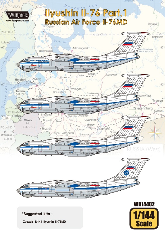 ZVEZDA Armata Russian Strategic Airlifter models 1/144 Paint Masks for IL-76 