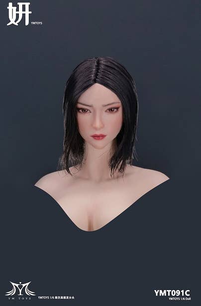 1/6 女性ヘッドC（ブラックショートヘア）YMT-075C ☆YM Toys☆1/6 真っ白い 女性ヘッドC（ブラックショートヘア