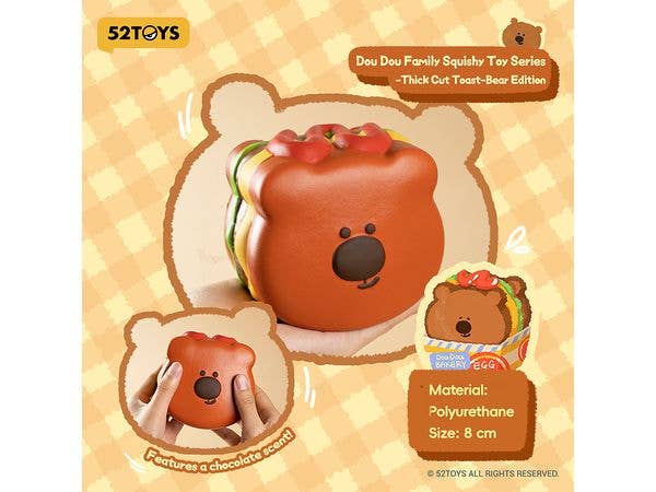 Dou Dou Family Squishy Toy Series -Thick Cut Toast- Bean Bun Bear Edition