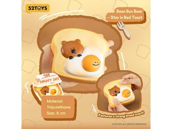 Dou Dou Family Squishy Toy Series Bean Bun Bear - Stay in Bed Toast