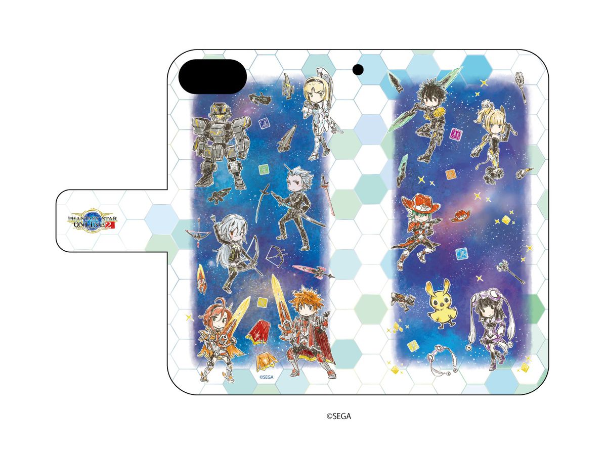 Phantasy Star Online 2: Notebook Type Smartphone Case (iPhone6 6s 7 8) 03 Sprinkle Pattern Race Ver. (GraffArt)