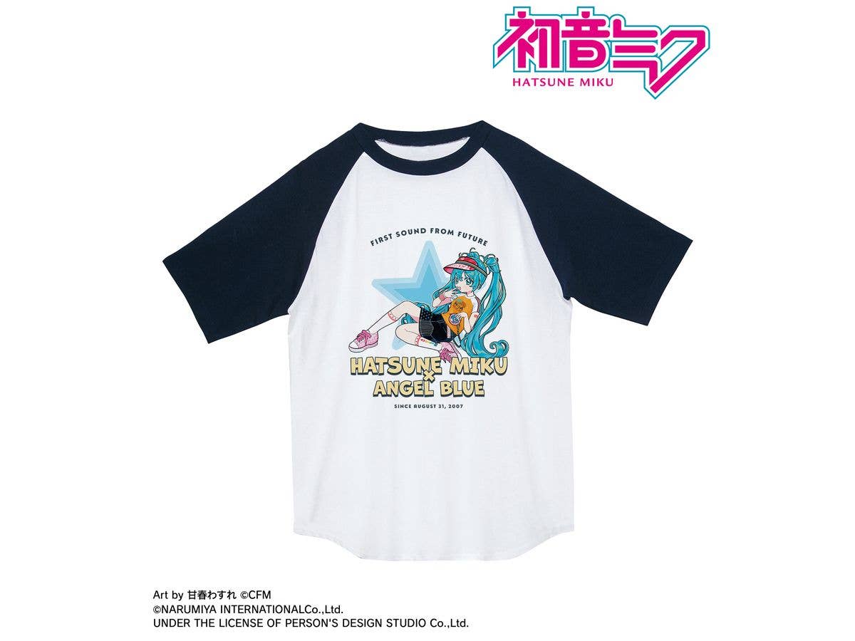 Hatsune Miku: Angel Blue Collaboration Original Hatsune Miku Art By Amaharu Wasure Raglan T-Shirt Ver.B Unisex (Size / Xl)