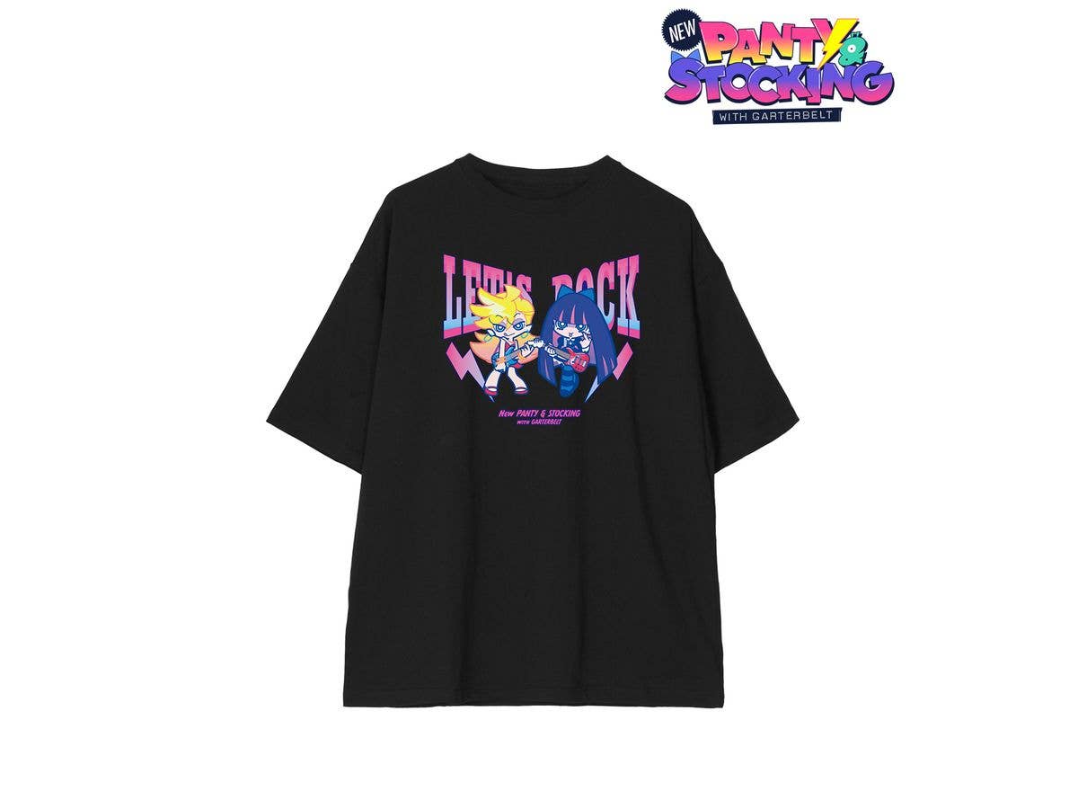 New Panty & Stocking With Garterbelt: F Kaori's Illustration Panty & Stocking Rock Ver. Big Silhouette T-Shirt Unisex  (Size: XL)
