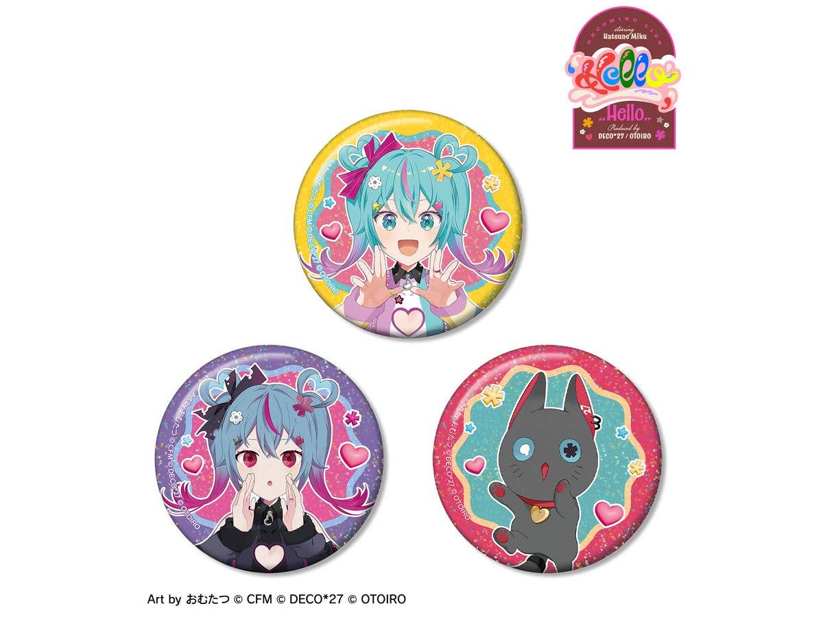 DECOMIKU LIVE starring Hatsune Miku Hello Produced by DECO27 / OTOIRO: DECOMIKU & Ninya Art by Omutatsu Hologram Can Badge Set of 3 ver.A