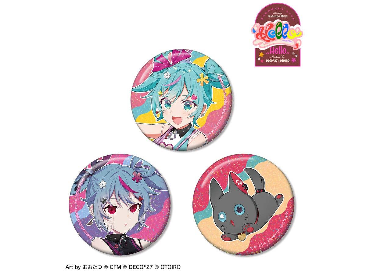 DECOMIKU LIVE starring Hatsune Miku Hello Produced by DECO27 / OTOIRO: DECOMIKU & Ninya Art by Omutatsu Hologram Can Badge Set of 3 ver.B