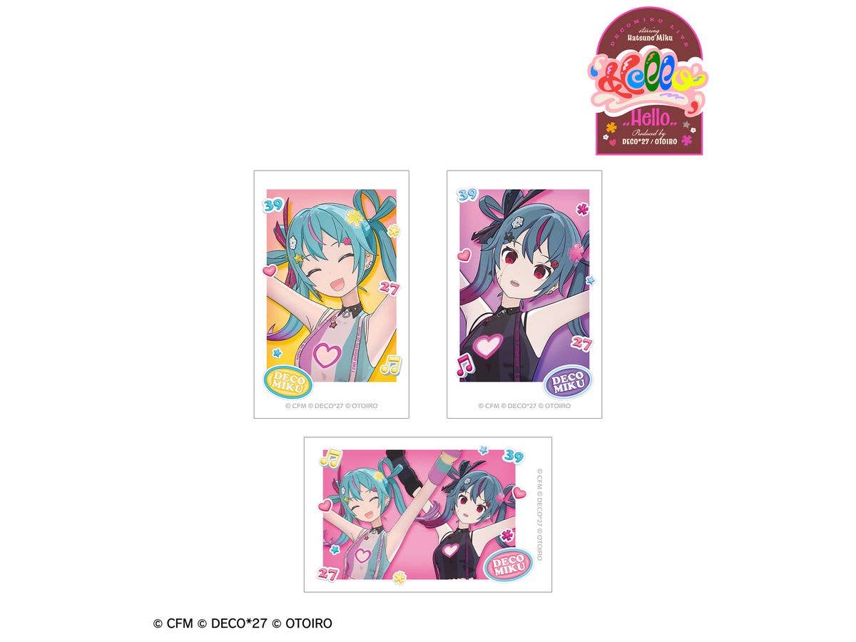 DECOMIKU LIVE starring Hatsune Miku Hello Produced by DECO27 / OTOIRO: Set of 3 DECOMIKU instant camera style illustration cards