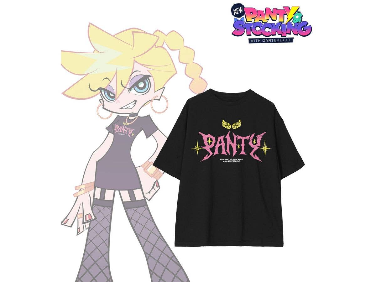 New PANTY & STOCKING with GARTERBELT: Original illustration of Panty Model ver. wearing a BIG silhouette T-shirt (Unisex, Size L)