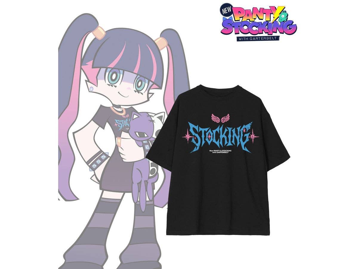 New PANTY & STOCKING with GARTERBELT: Original illustration of Stockings model version. BIG silhouette T-shirt B Unisex (Size/M)