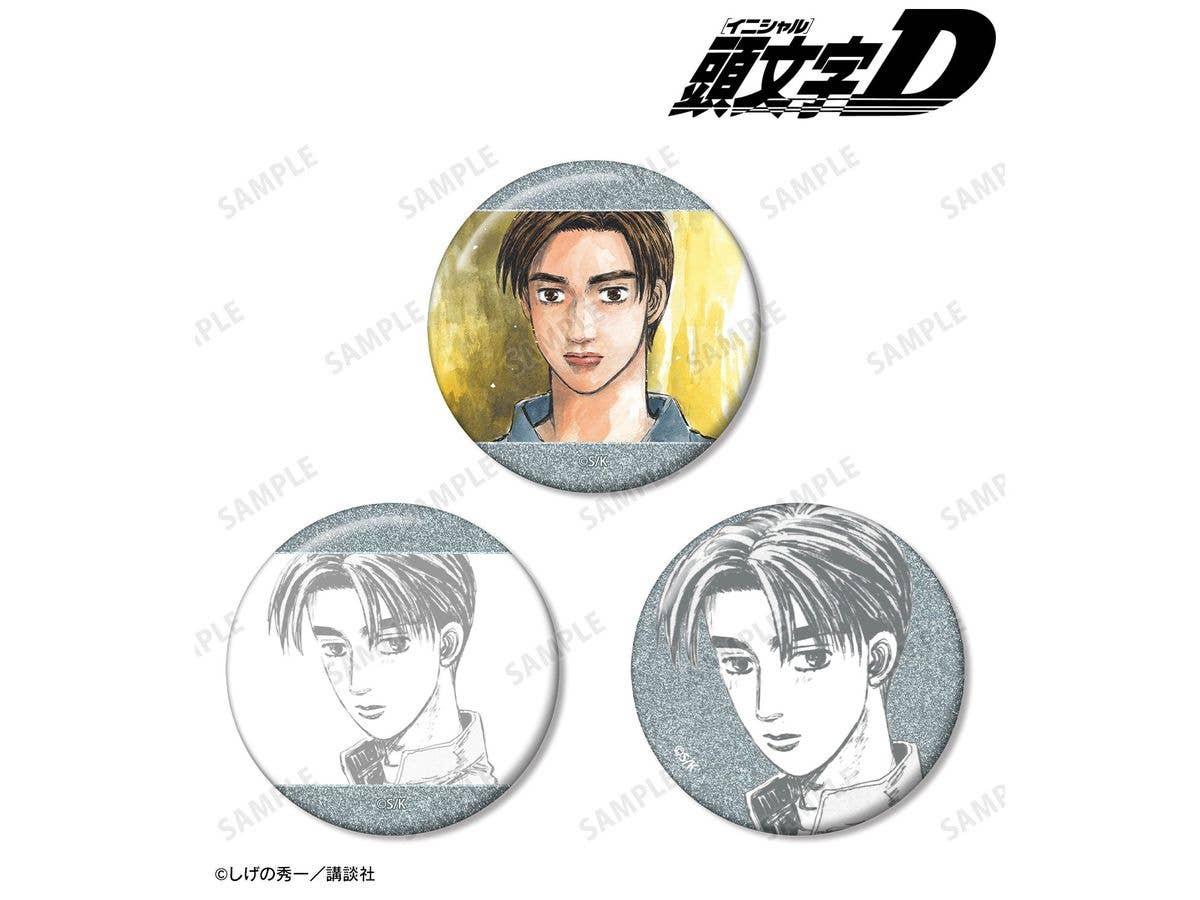 Original Initial D: Takumi Fujiwara Original Illustration Glitter Can Badge Set of 3