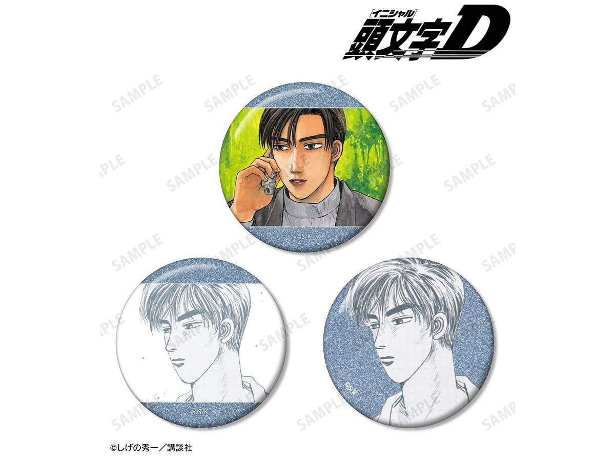 Original Initial D: Ryosuke Takahashi Original Illustration Glitter Can Badge Set of 3