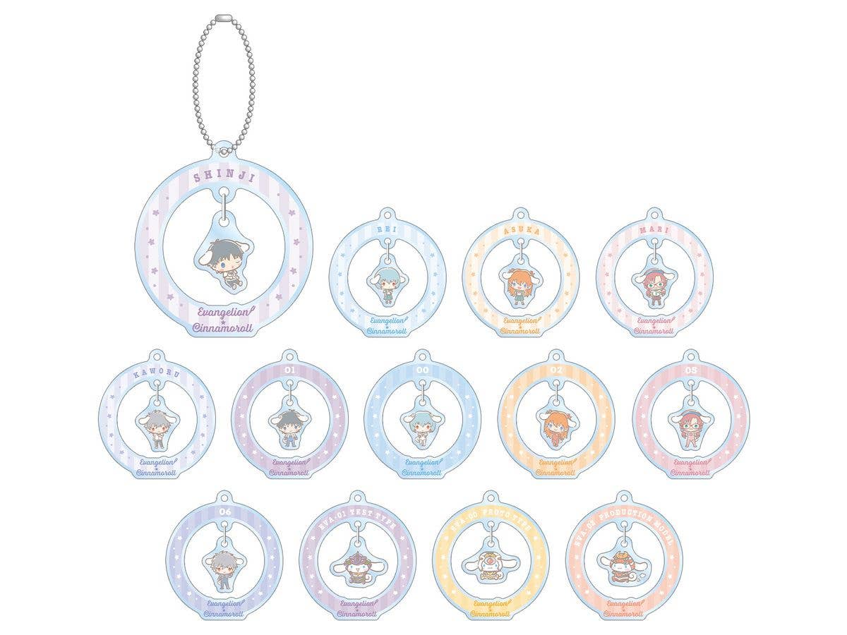 Evangelion x Cinnamoroll: Trading Yurayura Acrylic Keychain: 1Box (13pcs)