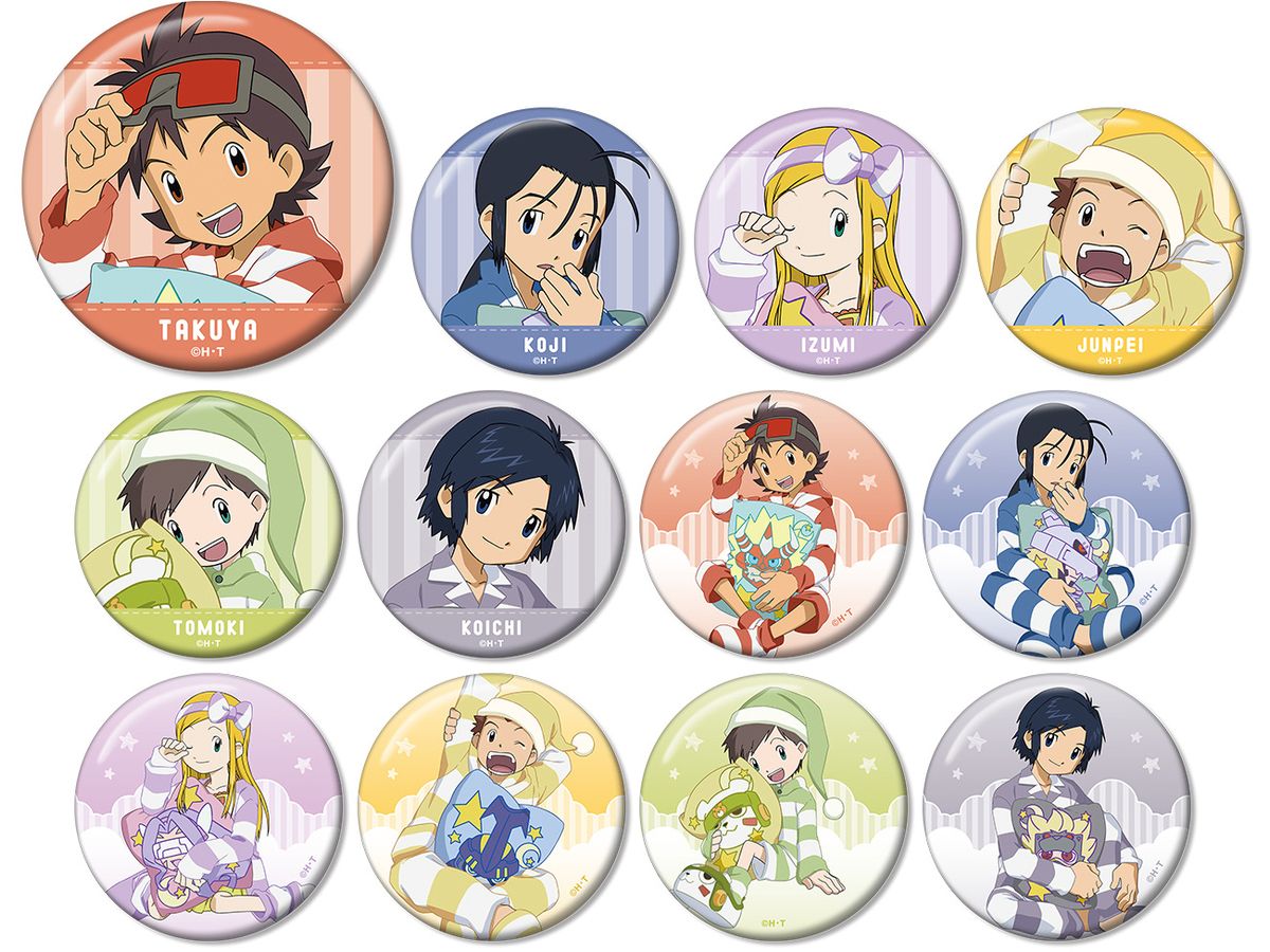 Digimon Frontier: Newly Drawn Illustration Sleepover Pajamas Ver. Trading Can Badge: 1Box (12pcs)