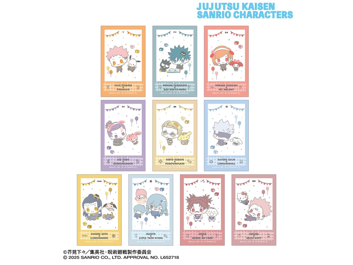 Jujutsu Kaisen x Sanrio Characters: Trading Instant Camera Style Illustration Card 1Box 10Pcs