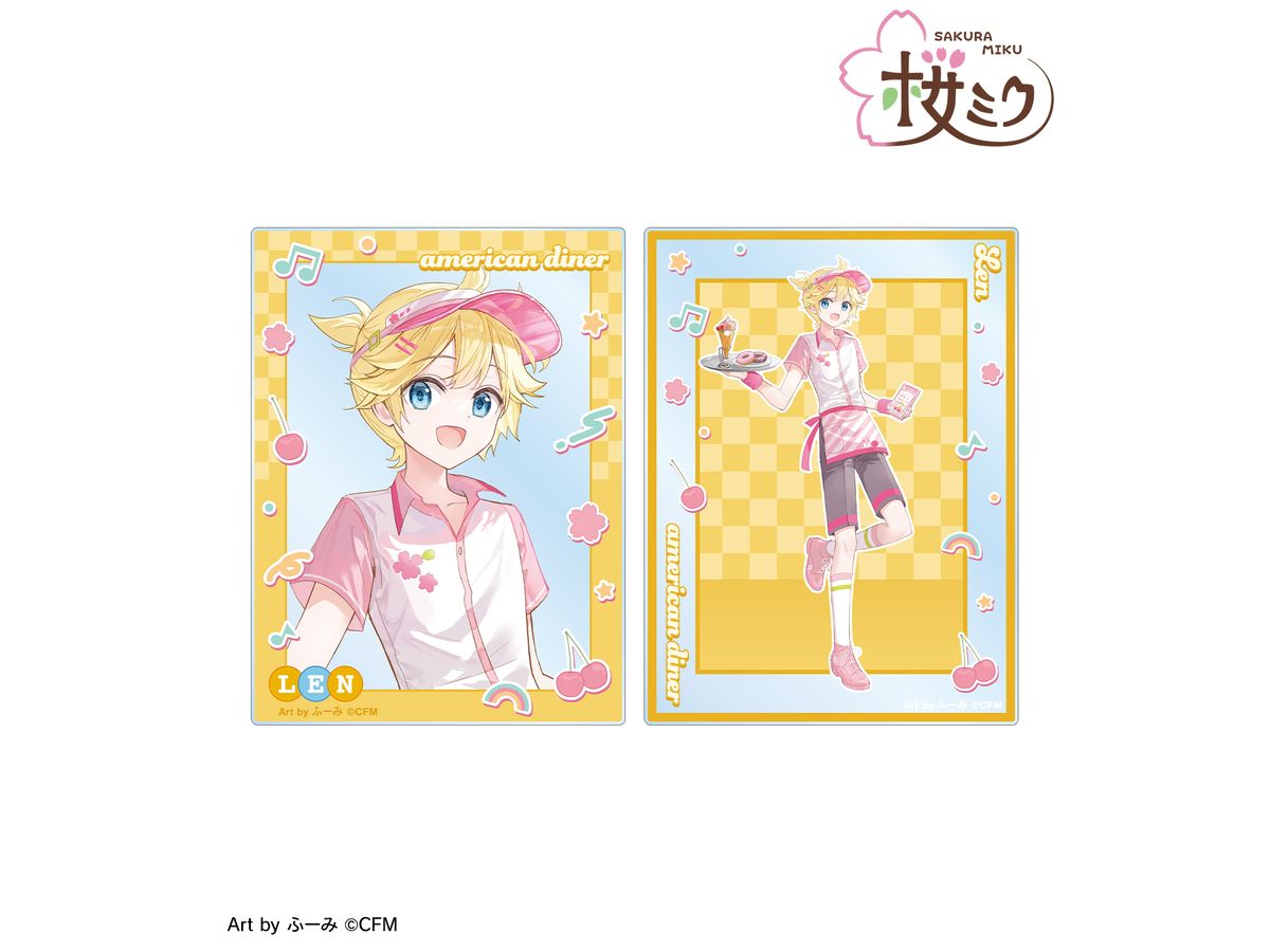 Hatsune Miku: Original Illustration Of Kagamine Len American Diner Ver. Art By Fuumi Set Of 2 Acrylic Cards