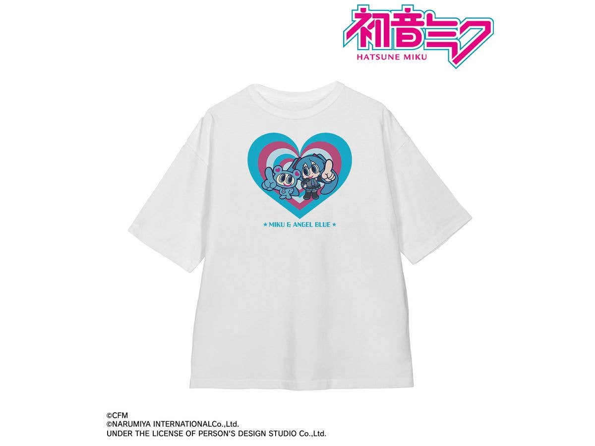 Hatsune Miku: Angel Blue Collaboration Original Hatsune Miku & Nakamura-Kun Big Silhouette T-Shirt Unisex (Size / L)