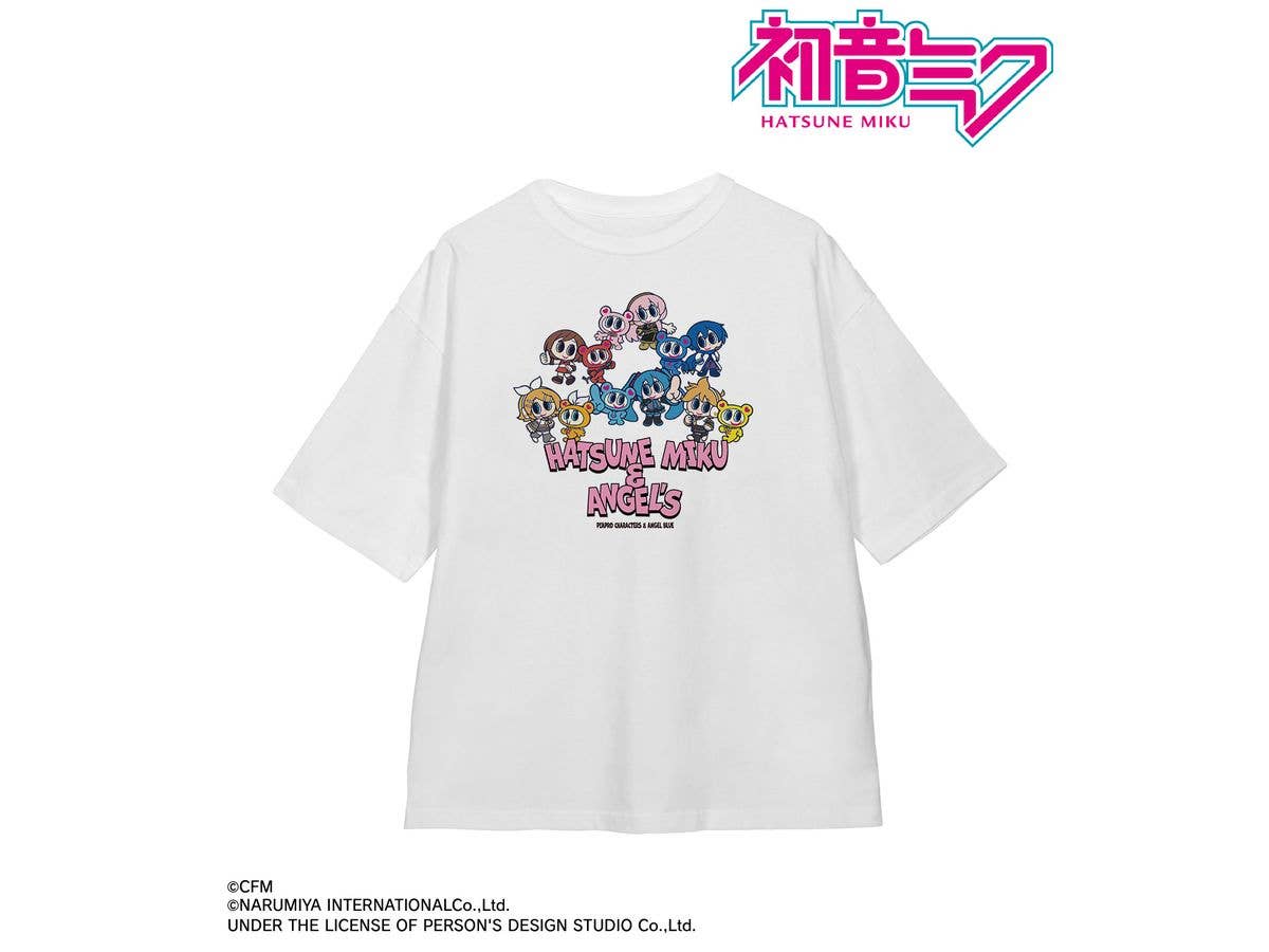Hatsune Miku: Angel Blue Collaboration Original Illustration Group Big Silhouette T-Shirt Unisex (Size / L)
