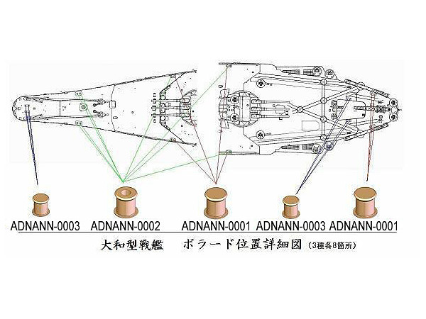 Bollard A (8pcs) for IJN Yamato Class