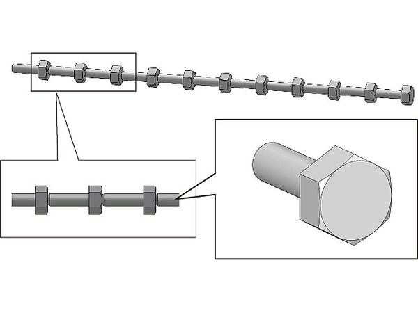 Hex Bolt Head (Nickel Silver) L (44pcs)