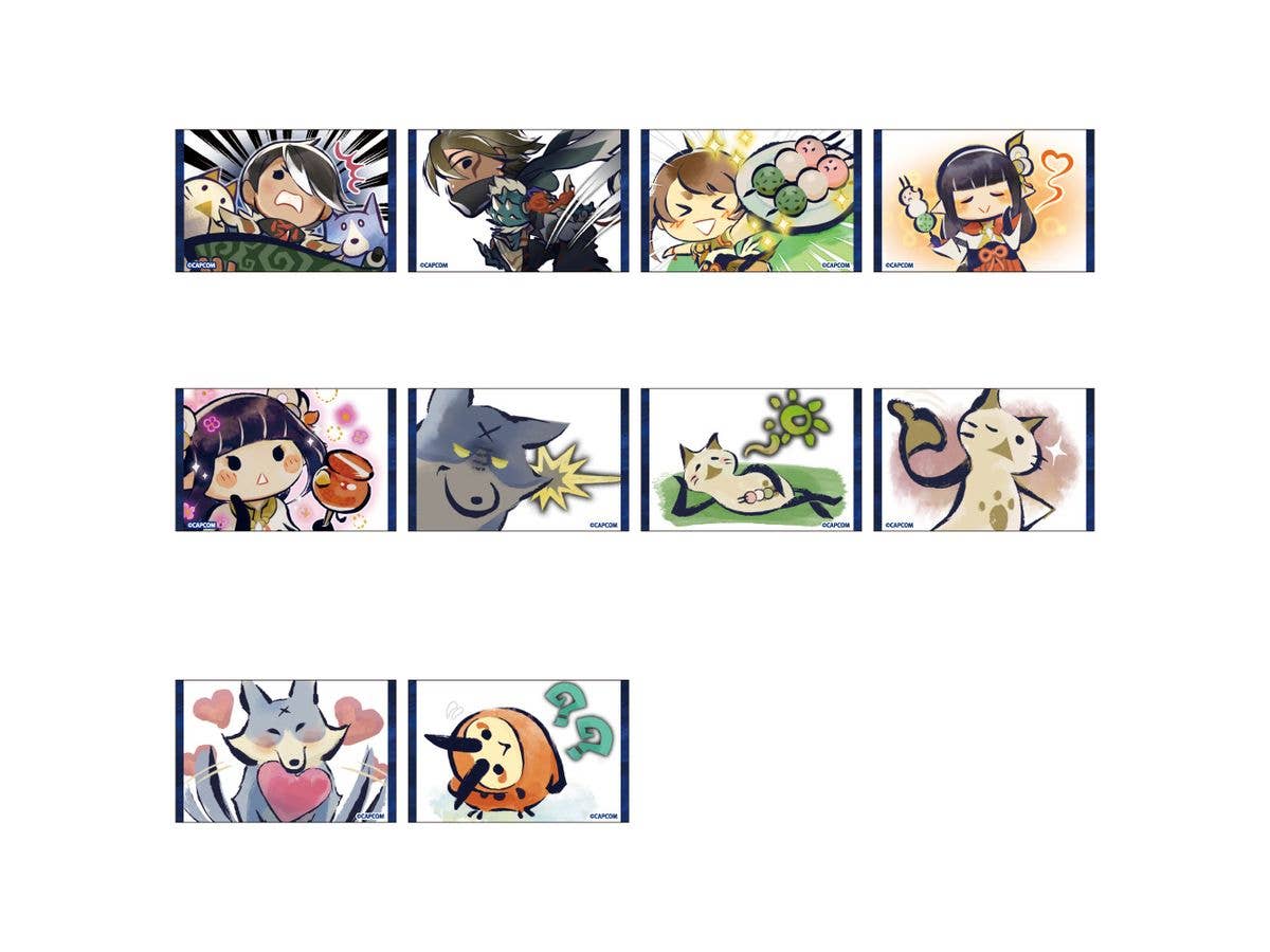 Monster Hunter Rise: Trading Stamp Square Badges 1 Box 10Pcs