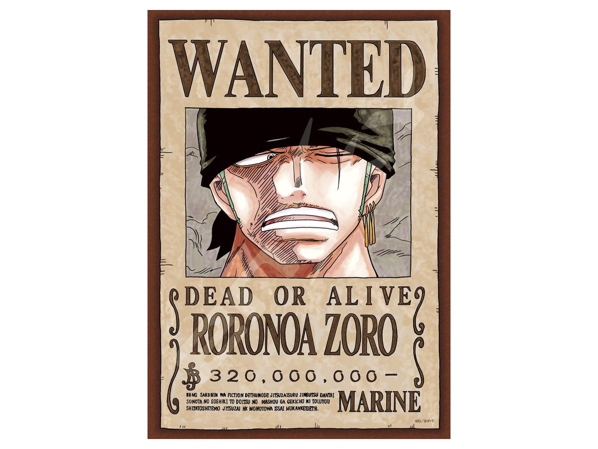 Jigsaw Puzzle One Piece: Wanted Poster Roronoa Zoro 208pcs (No.208-035: 182mm x 257mm)