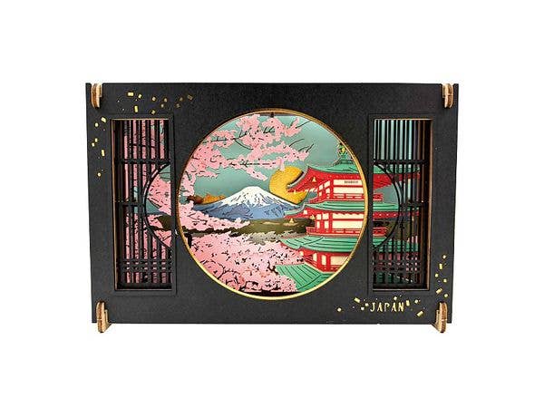 PAPER THEATER -Wood Style- / Mount Fuji and Cherry Blossoms Viewed from a Window PT-WL33