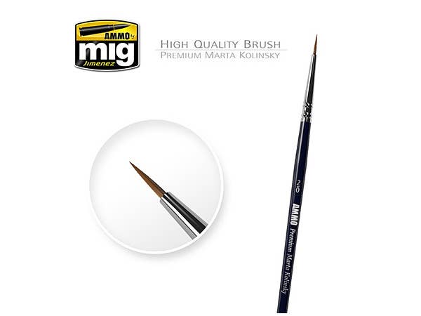 2/0 Premium Marta Kolinsky Round Brush