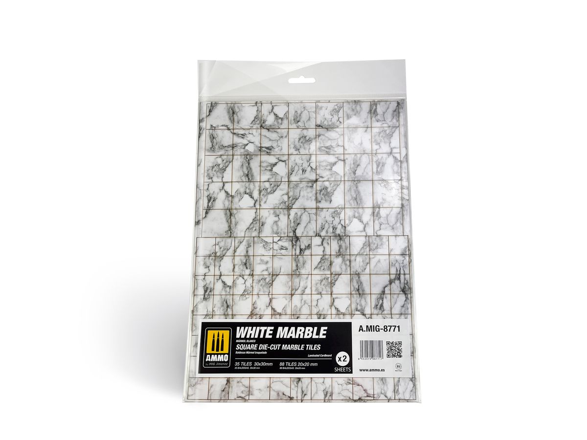 White Marble. Square die-cut marble tiles