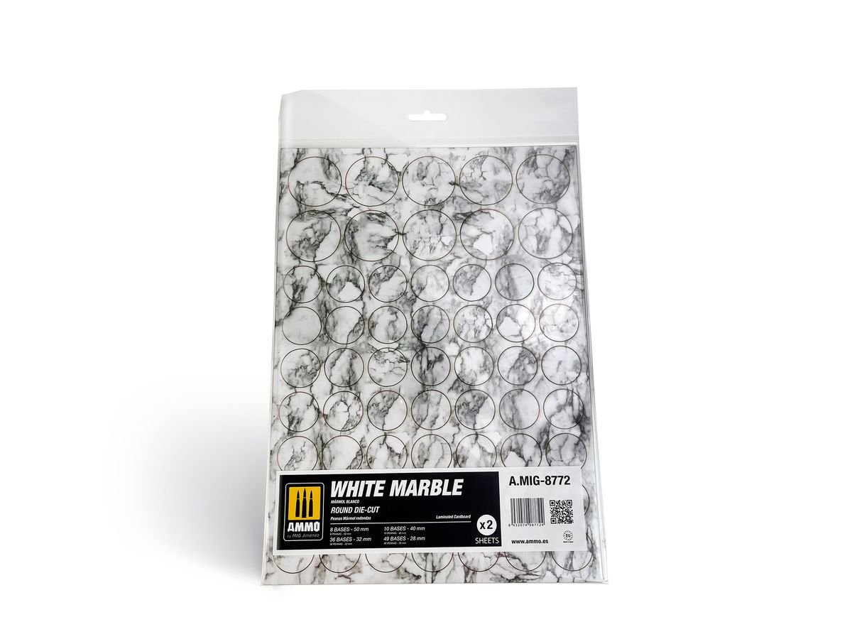 White Marble. Round die-cut for Bases for Wargames